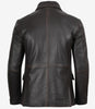 Mens Two Button Notch Lapel Ruboff Brown Leather Blazer Jacket 