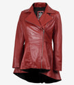 Womens Red Leather Peplum Jacket