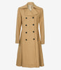 Womens Beige Double Breasted Wool Trench Coat