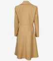 Womens Beige Double Breasted Wool Trench Coat