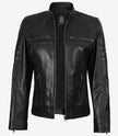 Schwarze Lederjacke im Biker-Stil für Damen