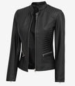 Womens Petite Black Slim Fit Leather Jacket