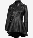 Womens Asymmetrical Black Peplum Leather Jacket