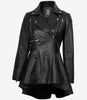 Womens Asymmetrical Black Peplum Leather Jacket