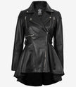 Womens Asymmetrical Black Peplum Leather Jacket