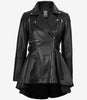 Womens Asymmetrical Black Peplum Leather Jacket