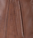 Womens Tall Shirt Collar Cognac Leather Coat - 3/4 Length Coat