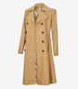 Womens Beige Double Breasted Wool Trench Coat
