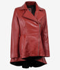 Womens Red Leather Peplum Jacket