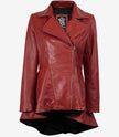 Womens Red Leather Peplum Jacket