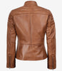 Womens Real Lambskin Leather Tan Biker Style Jacket