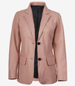 Womens Two Button Pink Leather Blazer