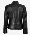 Acerra Damen Slim Fit Schwarze Lederjacke im Bikerstil