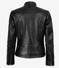 Acerra Damen Slim Fit Schwarze Lederjacke im Bikerstil