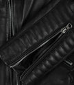 Feinste schwarze Lederjacke im Biker-Stil für Damen