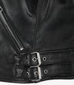 Feinste schwarze Lederjacke im Biker-Stil für Damen