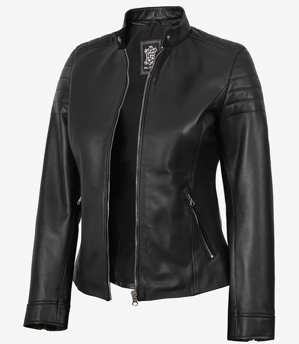 Carrie Schwarze Lederjacke für Damen