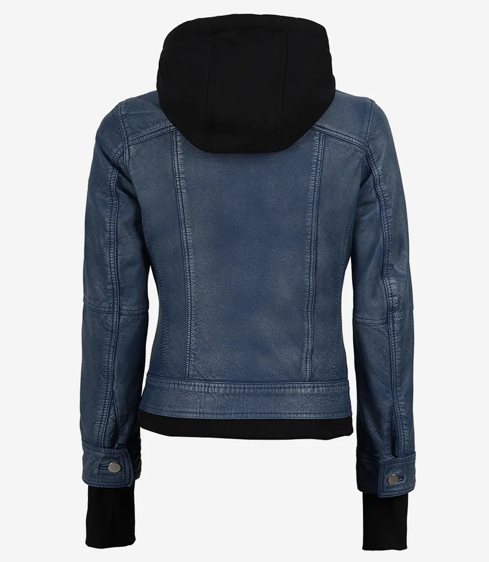 Tralee Damen Cognac Wachs-Bomberlederjacke mit abnehmbarer Kapuze