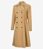 Womens Beige Double Breasted Wool Trench Coat