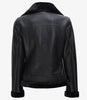 Womens Black Asymmetrical Shearling Leather Jacket