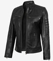 Schwarze Lederjacke im Biker-Stil für Damen