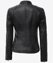 Schwarze Damenjacke aus Lammleder im Bikerstil