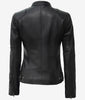 Schwarze Damenjacke aus Lammleder im Bikerstil