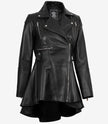 Womens Asymmetrical Black Peplum Leather Jacket