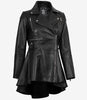 Womens Asymmetrical Black Peplum Leather Jacket