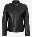 Schwarze Lederjacke im Biker-Stil für Damen