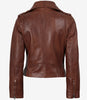 Women's Distressed Asymmetrical Cognac Biker Style Leather Jacket