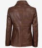 Womens Brown Leather 3 4 Length Coat