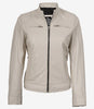 Women's Off White Biker Style Leather Jacket
