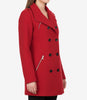Womens Double Breasted Red Wool Peacoat