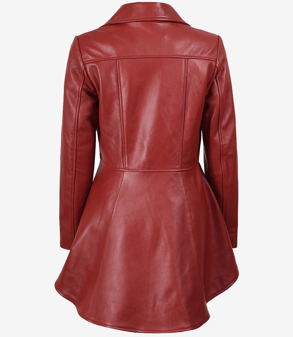 Womens Red Leather Peplum Jacket
