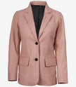 Womens Two Button Pink Leather Blazer