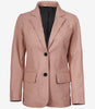 Womens Two Button Pink Leather Blazer